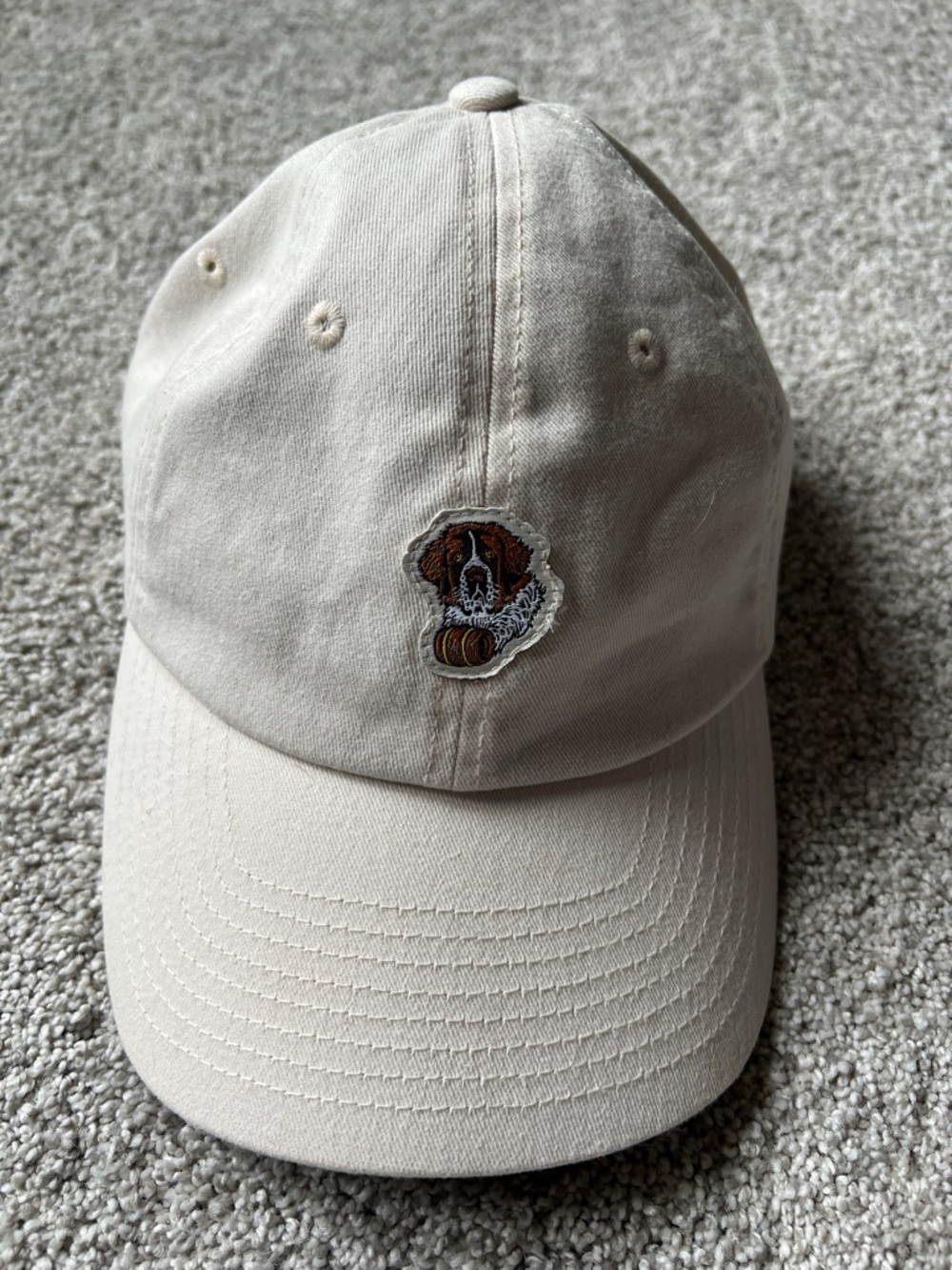 Steamboat Beige Baseball Cap with Embroidered Dog Patch